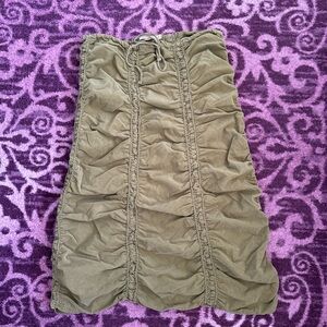 XCVI Khaki Green Ruched corduroy Women’s Maxi Skirt